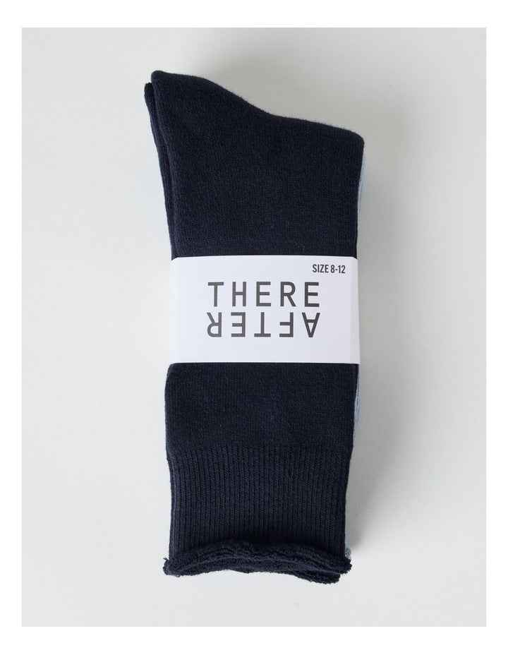 2 Pack Cotton Terry Socks in Navy and Ice