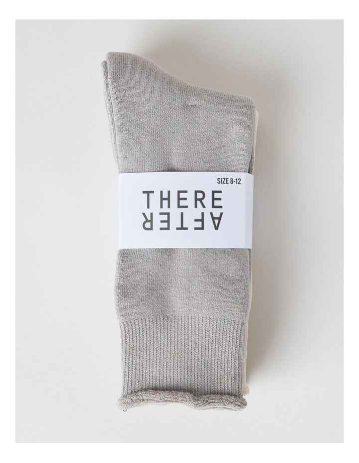 2 Pack Cotton Terry Socks in Limestone and Birch