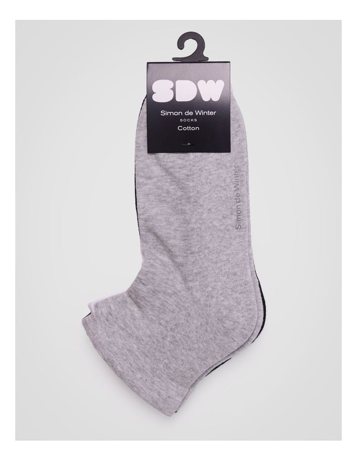 3 Pack Circulation Quarter Crew Socks in Grey, White, and Black