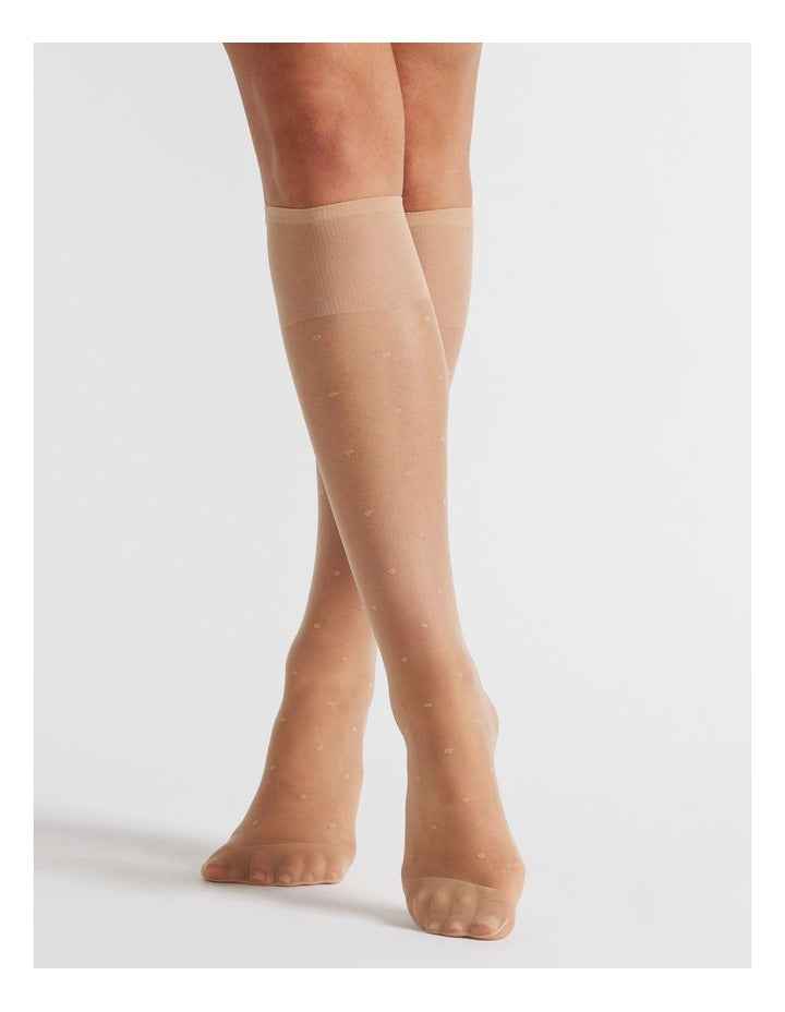 3 Pack Spot 15D Soft Comfort Top Band Knee Hi Socks in Multi