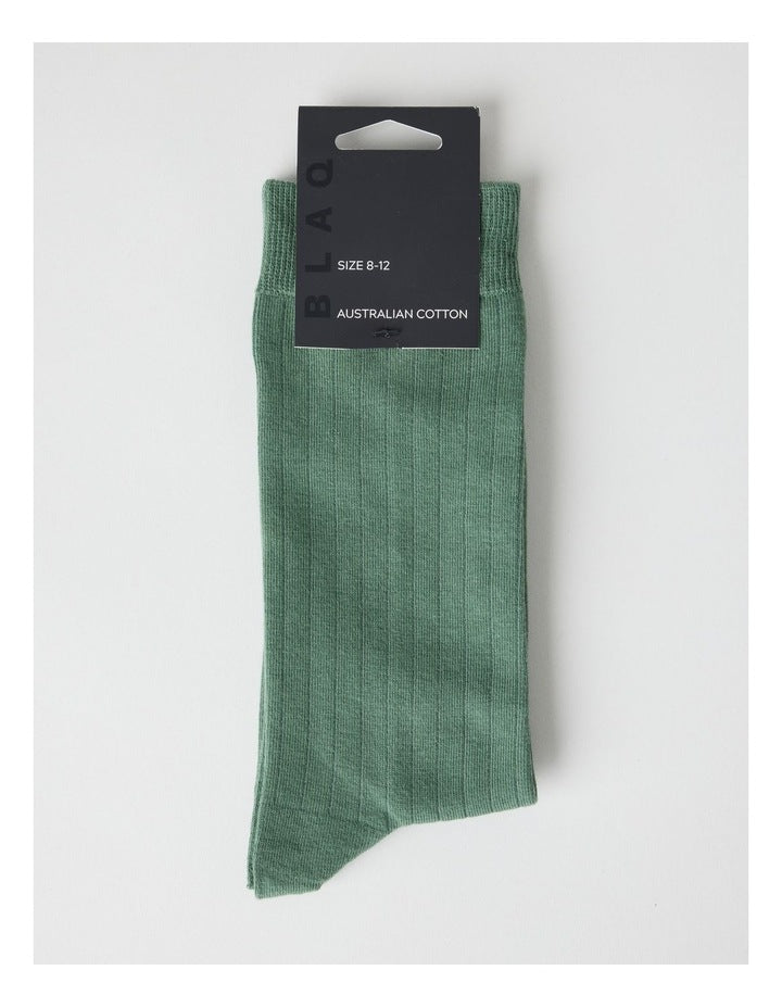 Australian Cotton Wide Rib Socks in Fir Green
