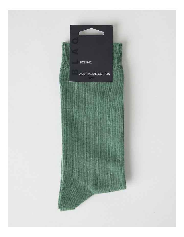 Australian Cotton Wide Rib Socks in Fir Green