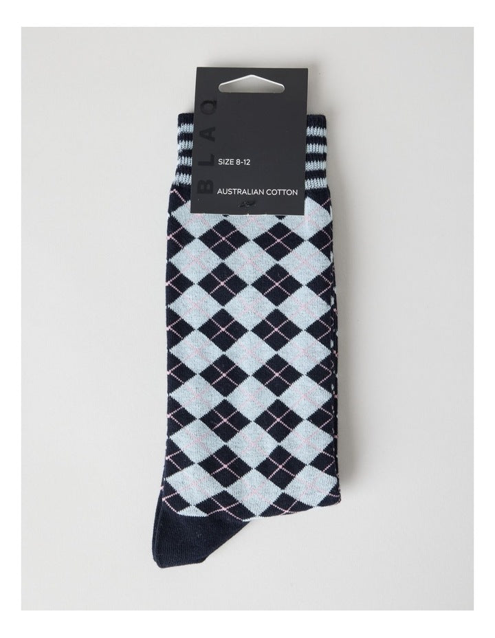Australian Cotton Argyle Socks in Dark Night
