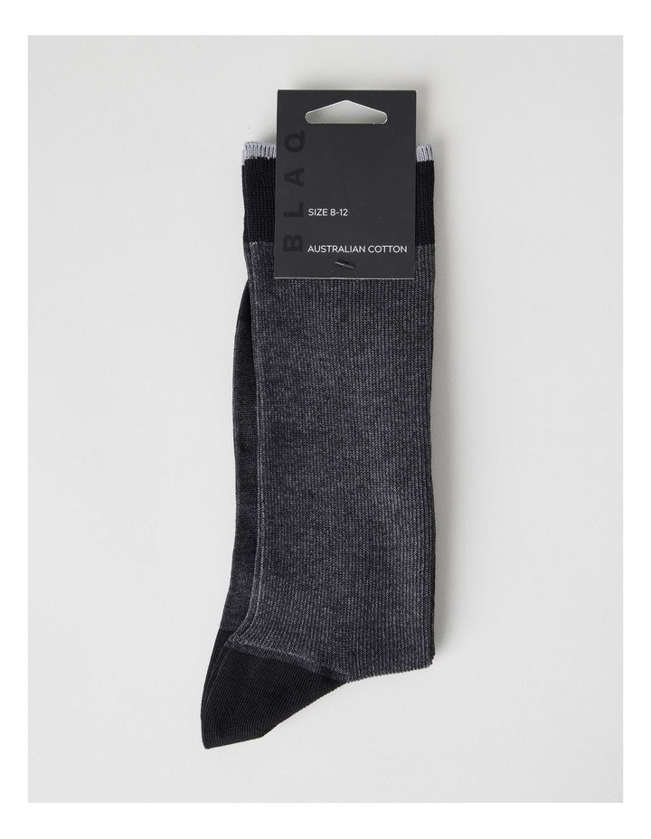 Australian Cotton Vertical Stripe Socks in Black