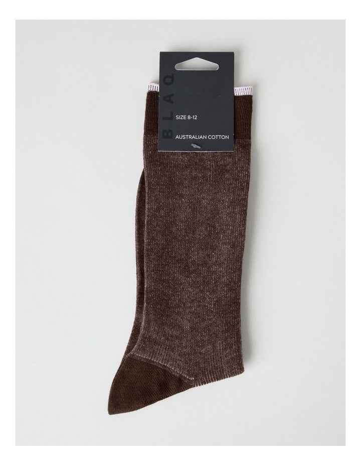 Australian Cotton Vertical Stripe Socks in Walnut