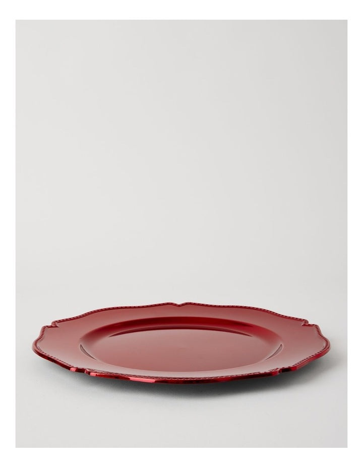 Heirloom Scalloped Charger Plate Set of 4 Red