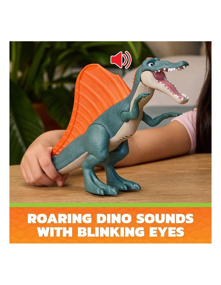 The Dino Movie, Rise & Roll Dino Set, Includes 7-Inch Spinosaurus Dinosaur Toy with Sounds & Rex Action Figure