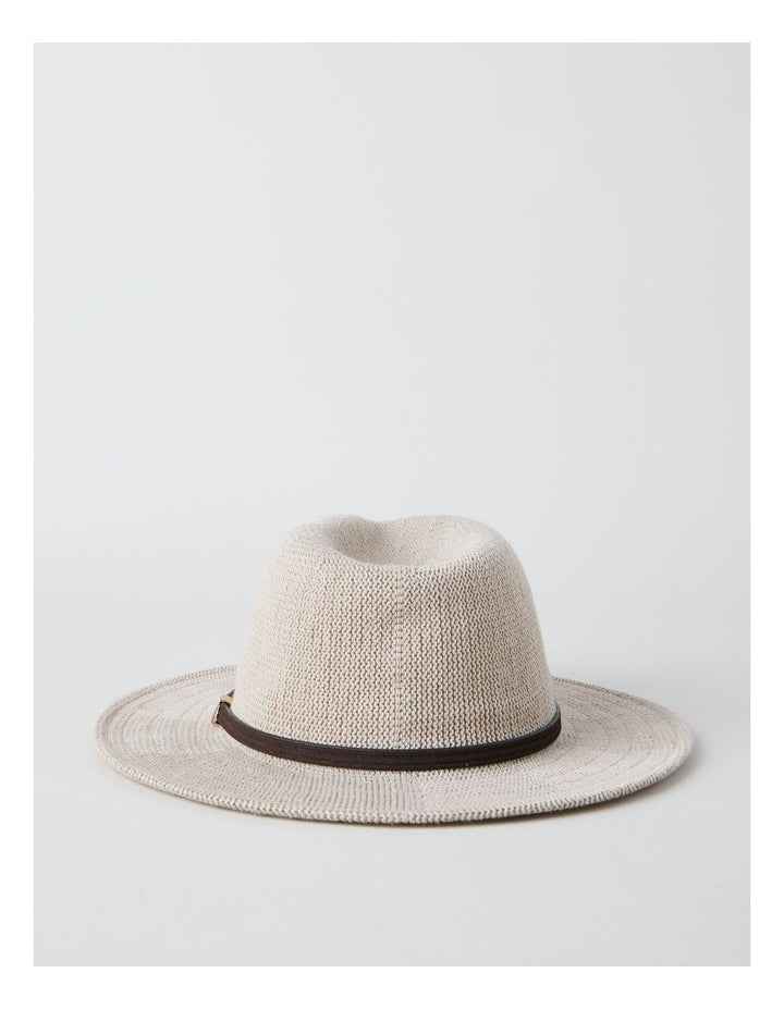 PANAMA HAT WITH SUEDE TRIM GREY