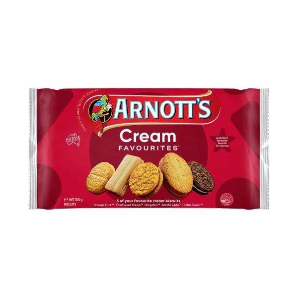 ARNOTT'S CREAM FAVOURITES ASSORTED BISCUITS.