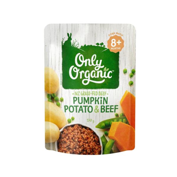 ONLY ORGANIC 8MTH+ PUMPKIN POTATO & BEEF 170G