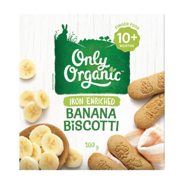 ONLY ORGANIC BANANA BISCOTTI 100G