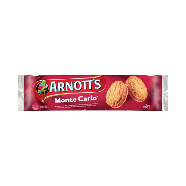ARNOTT'S MONTE CARLO CREAM BISCUITS 250G