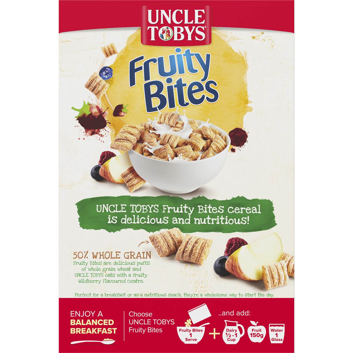 Uncle Tobys Fruity Bites Wildberry Flavour Breakfast Cereal 500g