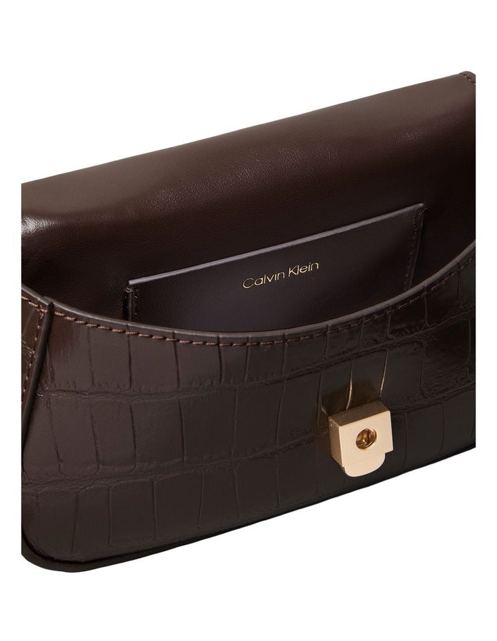 Top Handle Croc Crossbody Flap Bag in Delicioso