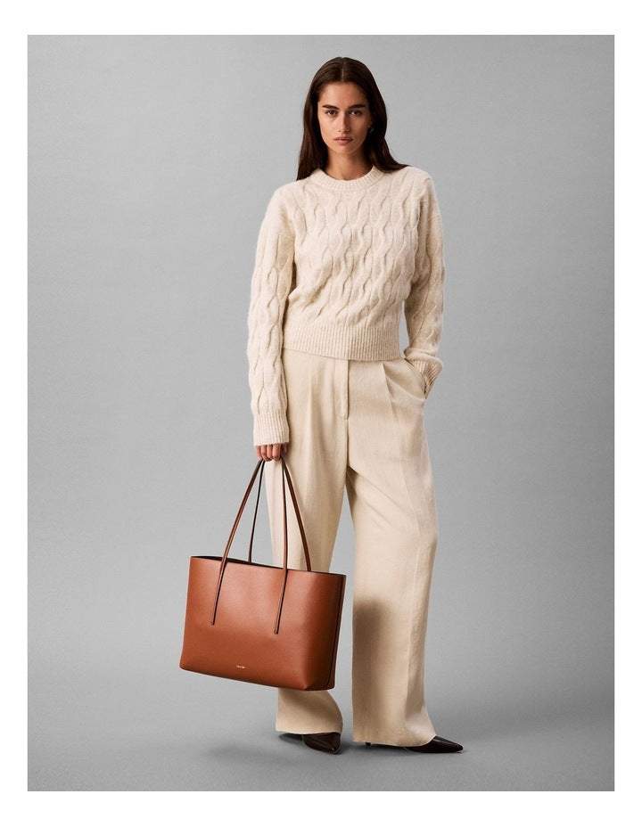 Foil Logo Tote Bag in Natural Umber
