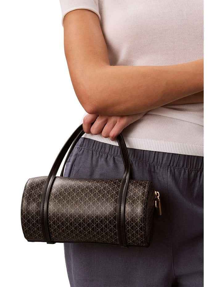 Emblem Allover Print Small Duffle Bag in Black