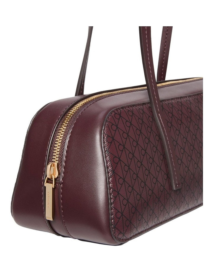 Emblem Allover Print Bauletto Shoulder Bag in Fudge