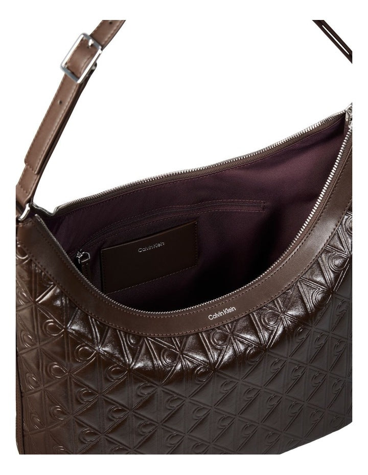 Emblem Allover Print Debossed Shoulder Bag in Delicioso