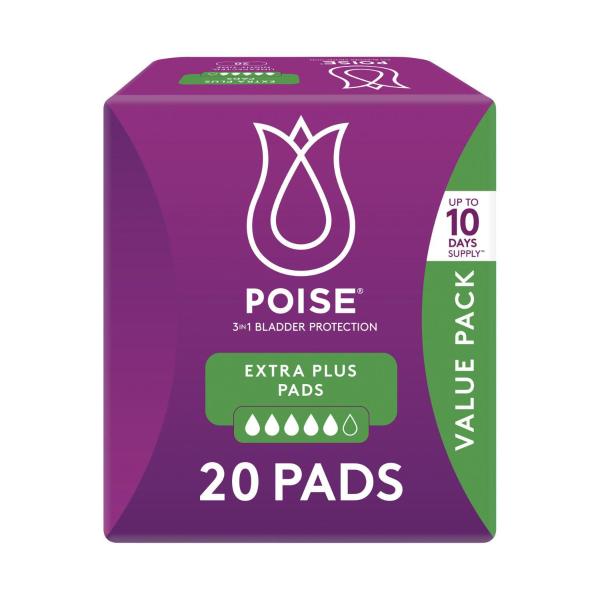 POISE EXTRA PLUS PADS 20 PACK