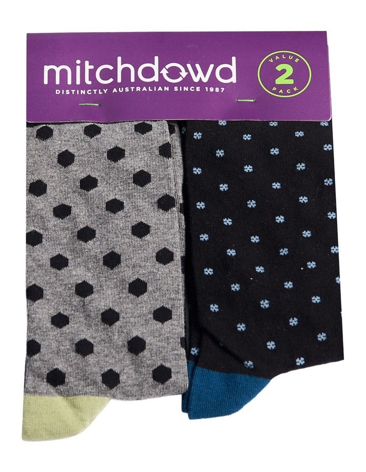 Mitchdowd Mens Hexo Fine Knit Business Socks 2 Pack