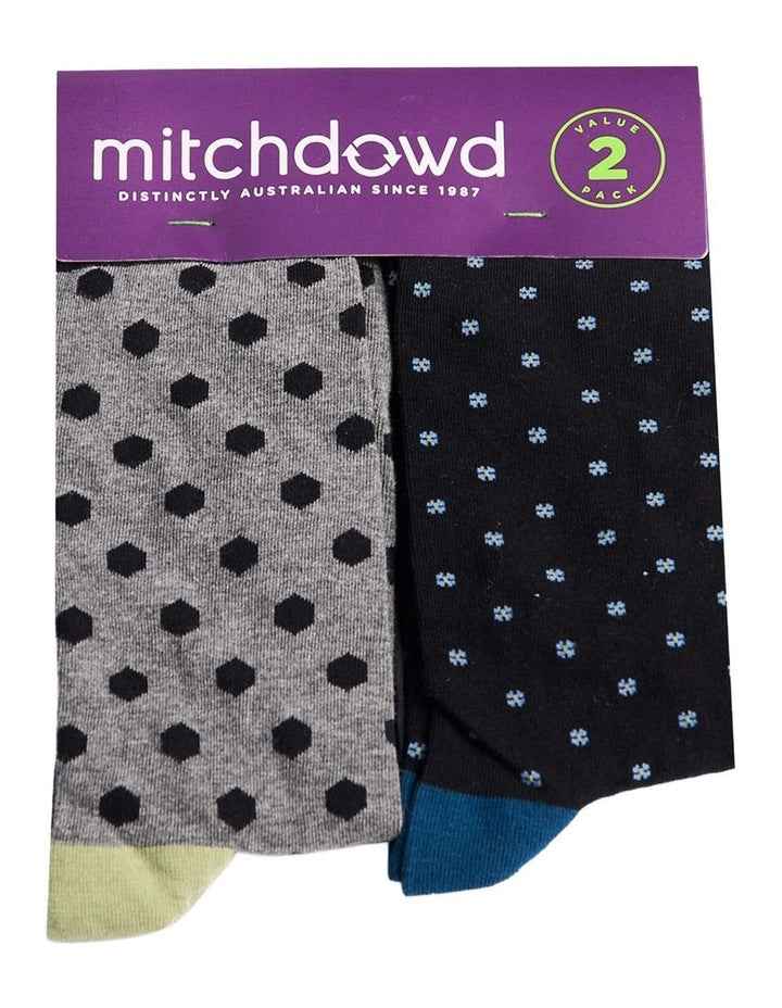 Mitchdowd Mens Hexo Fine Knit Business Socks 2 Pack