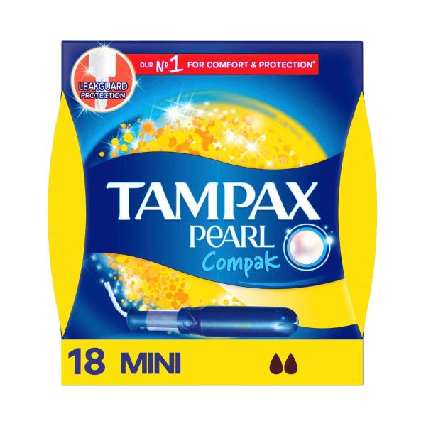 TAMPAX PEARL COMPAK MINI APPLICATOR TAMPONS 18 PACK