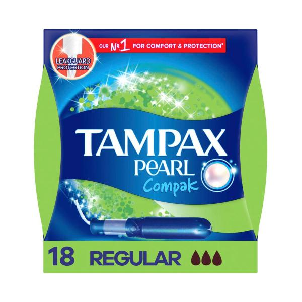 TAMPAX PEARL COMPAK REGULAR APPLICATOR TAMPONS 18 PACK