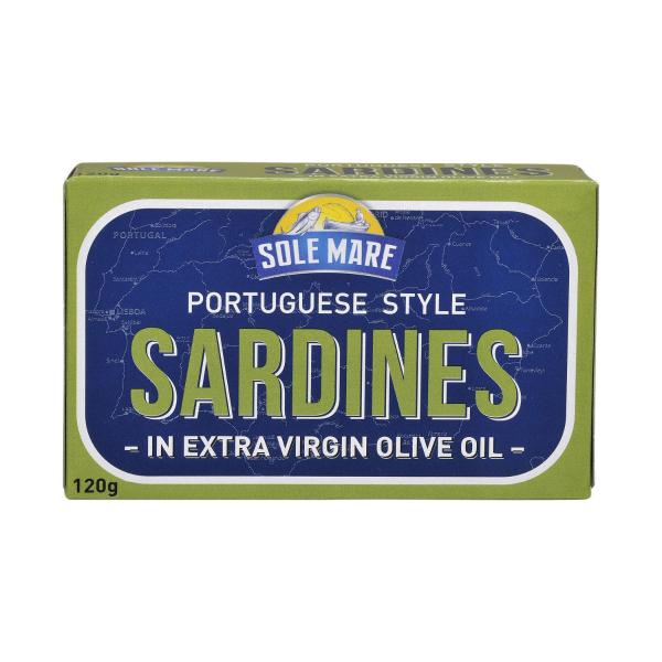 SOLE MARE PORTUGUESE STYLE SARDINES 120G:OLIVE OIL:.:120 GRAM