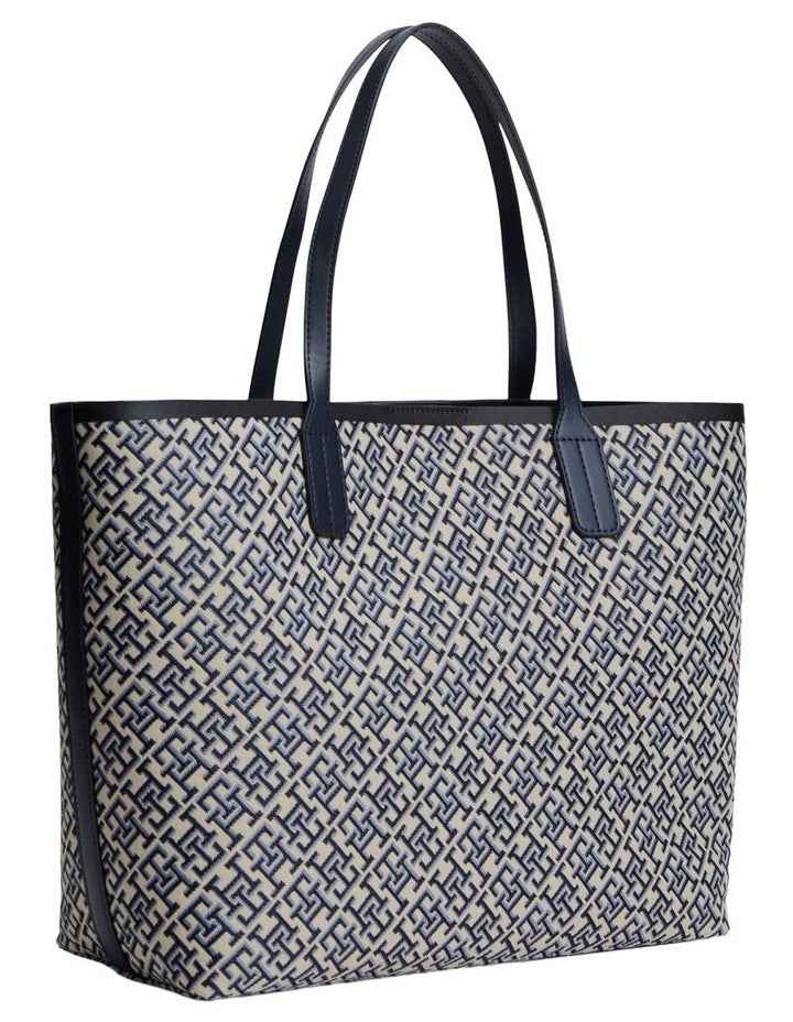 Hilfiger Icon TH Monogram Jacquard Tote Bag in Navy Monogram
