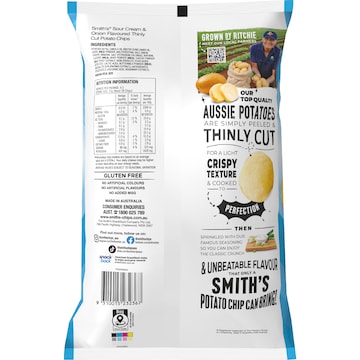 Smith's Thinly Cut Potato Chips Share Pack Sour Cream & Onion 175g