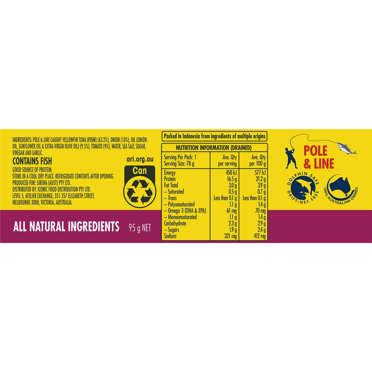 Sirena Tomato & Onion Tuna In Oil 95g