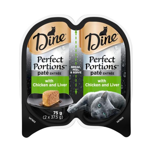 DINE PERFECT PORTIONS PATE ENTREE WITH CHICKEN AND LIVER CAT FOOD 75G