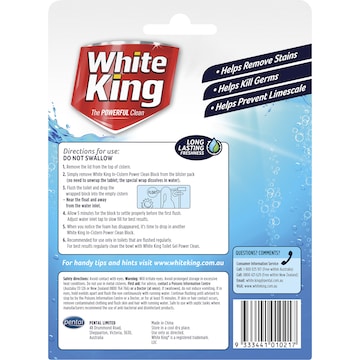 White King In-Cistern Power Clean Bright White 2 pack
