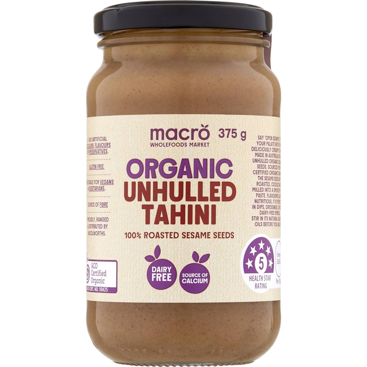 Macro Organic Unhulled Tahini Spread 375g