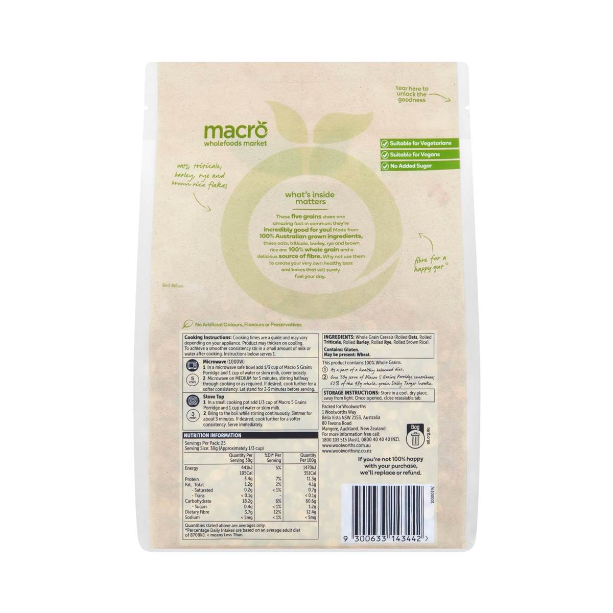 Macro Five Grain Porridge 750g