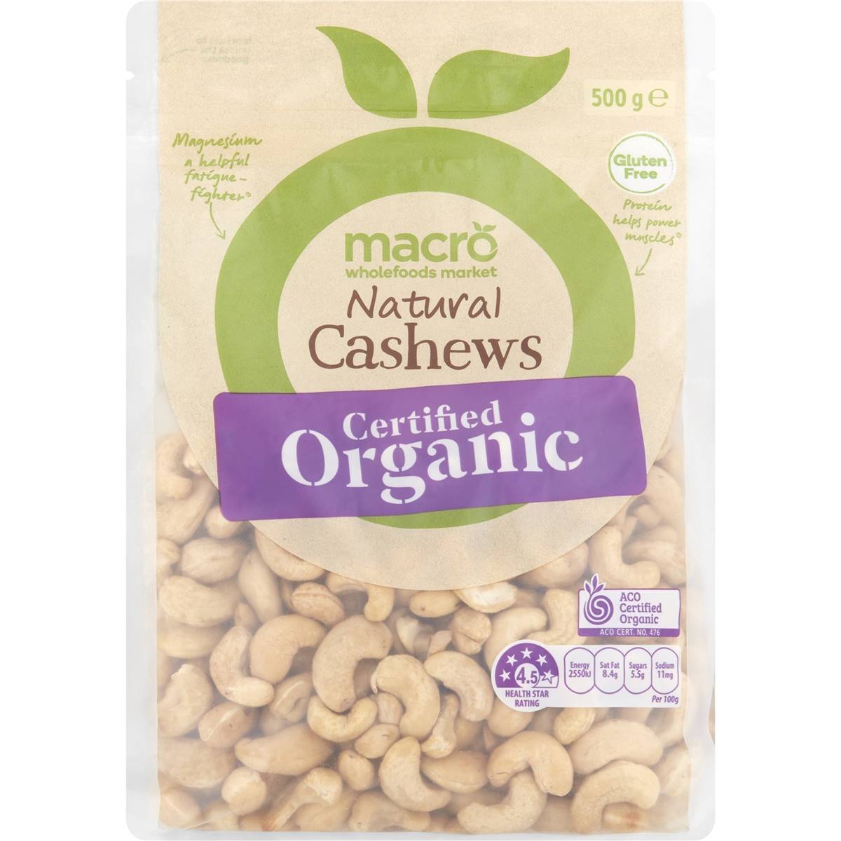 Macro Organic Cashews Nuts 500g