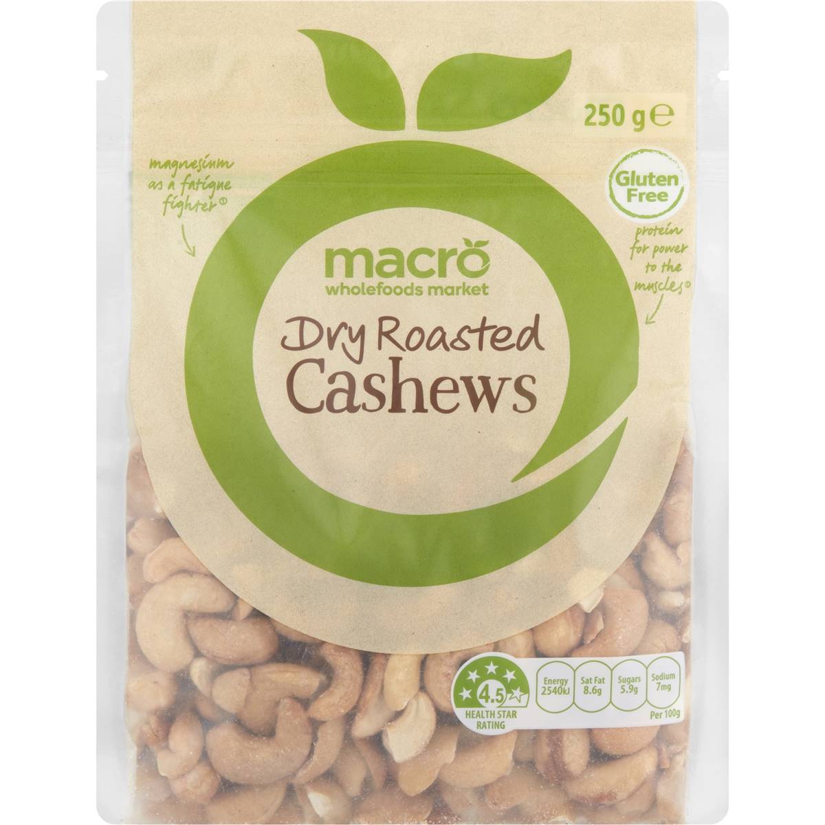 Macro Dry Roasted Cashews Nuts 250g