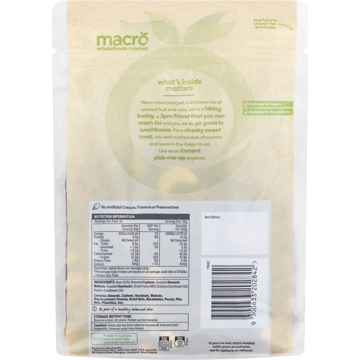 Macro Fruit & Nut Roasted Mix 500g
