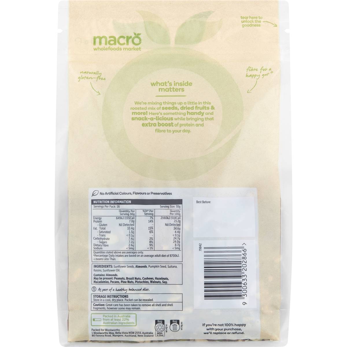 Macro Seeds Nibble Mix Roasted 500g