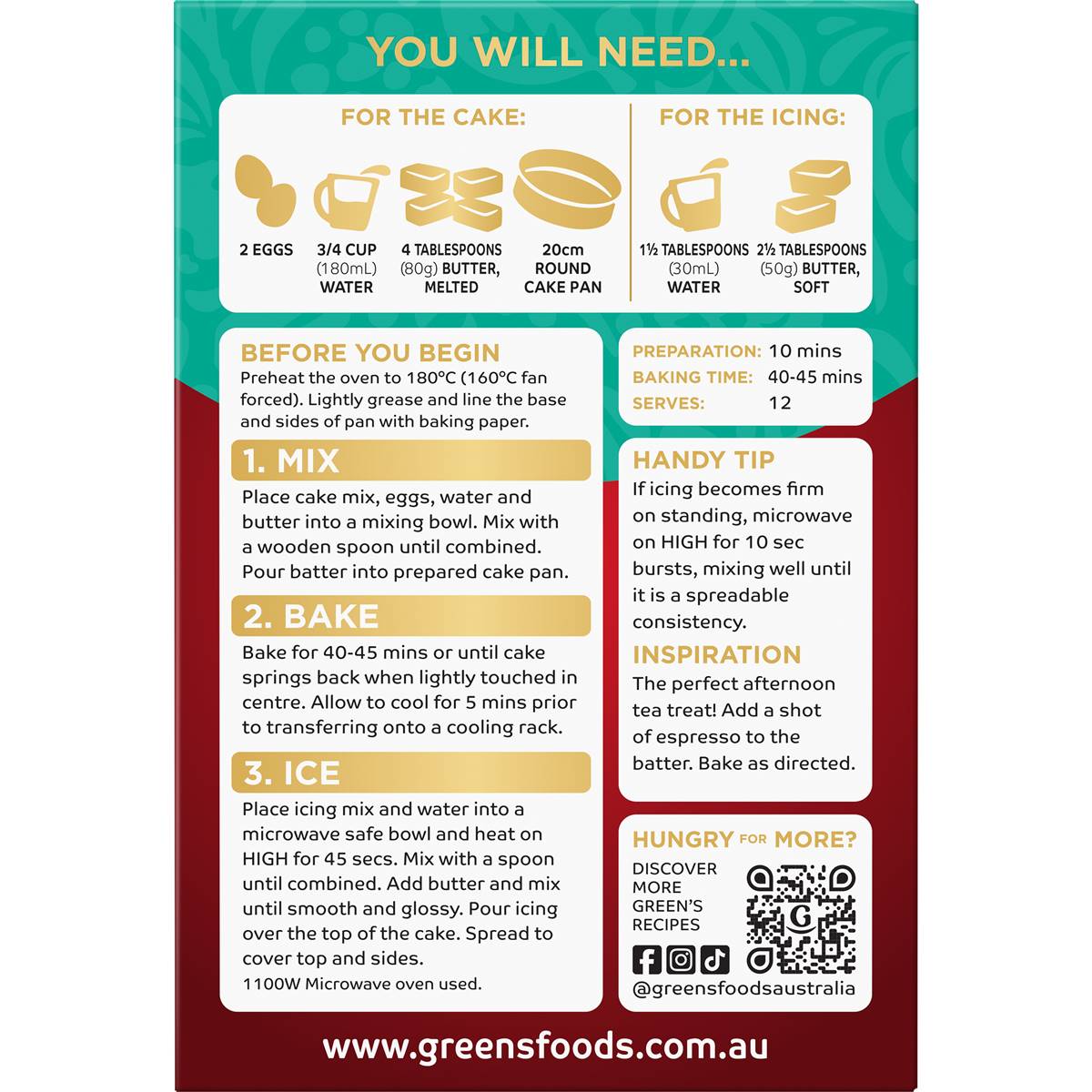 Green's Deluxe Choc Mud Cake Mix 530g