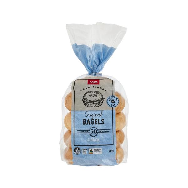 COLES BAGEL PLAIN 4 PACK