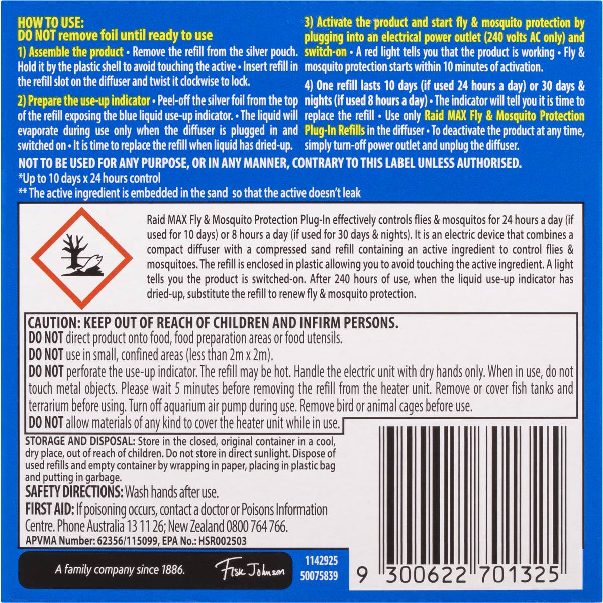 Raid Max Fly & Mosquito Protection Plug-In Refill 2 pack