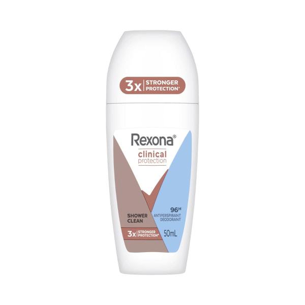 REXONA WOMEN DEODORANT 96HR CLINICAL ROLL ON SHOWER CLEAN 50ML