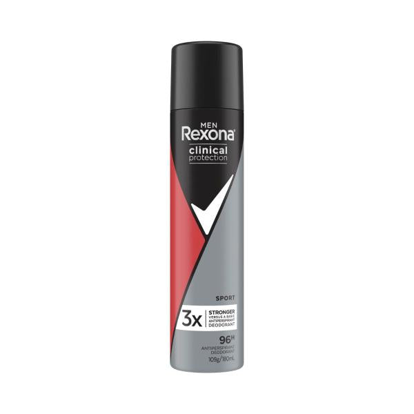 REXONA MEN DEODORANT 96HR CLINICAL AEROSOL SPORT 180ML