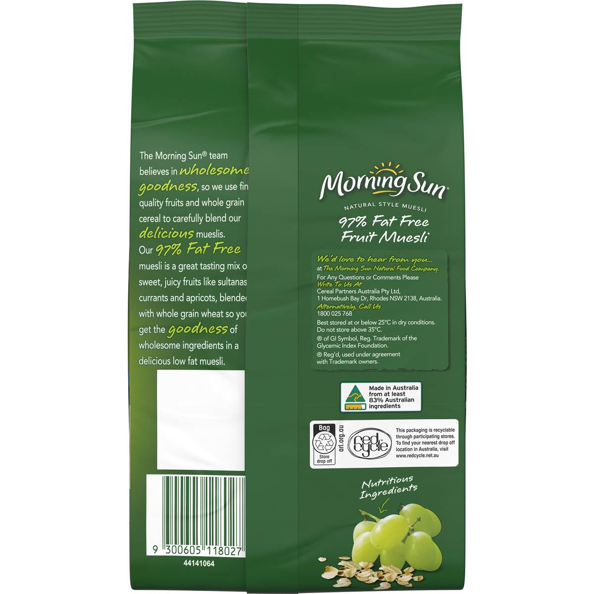 Morning Sun Naturual Style Muesli  97% Fat Free Breakfast Cereal 650g