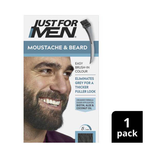 JUST FOR MEN MOUSTACHE & BEARD BRUSH IN COLOUR DARK BROWN