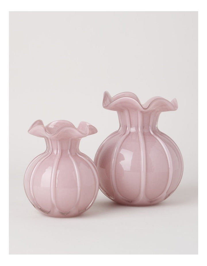 Heritage Glass Tulip Vase 17cm in Pink