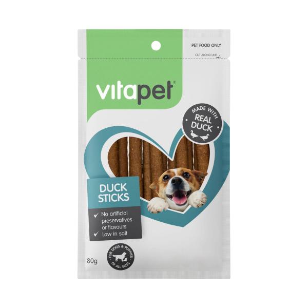 VITAPET JERHIGH DOG TREAT DUCK STICKS 80 GRAM