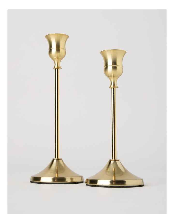 Set of 2 Candleholders in Gold: 19 and 16cm
