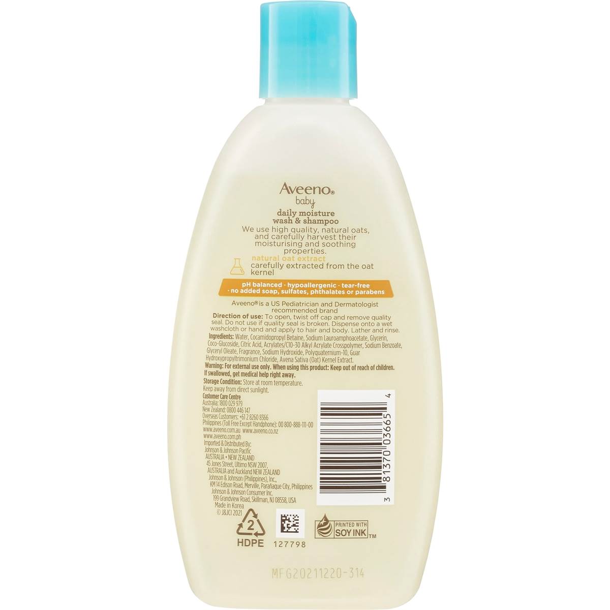 Aveeno Baby Daily Moisture Light Scent Sensitive Wash & Shampoo 236ml